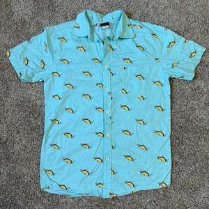 Fifth Sun Men's Shark Taco AOP Button-Up Hawaiian Summer Shirt